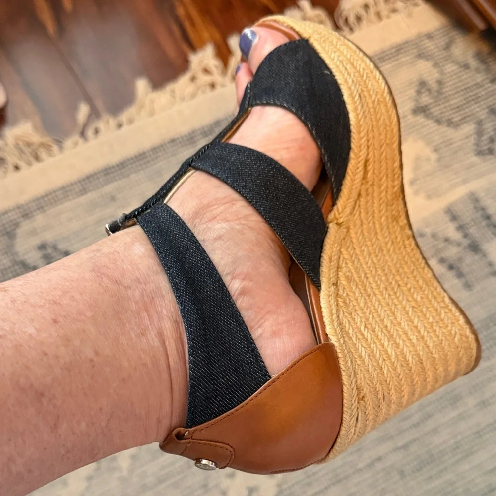 Michael Kors Denim Sandals with Zipper - Picture 2 of 5